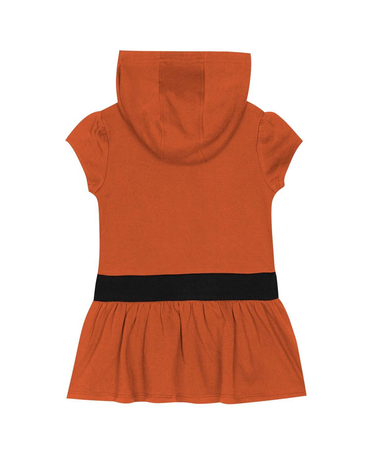 Outerstuff Girls Toddler Texas Orange Texas Longhorns Team Love French Terry Hoodie Dress In Orange