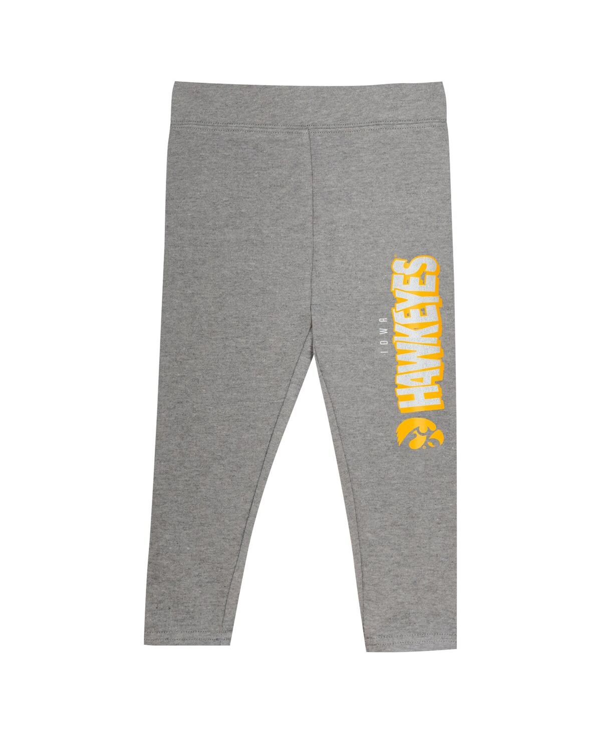 Outerstuff Girls Preschool 2-piece Black Iowa Hawkeyes Preschool Clubhouse Pullover Hoodie And Legging Set In Gray