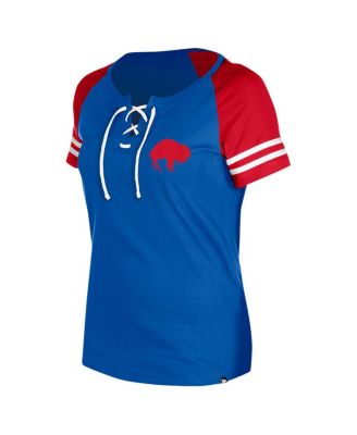 Women's Royal Buffalo Bills Throwback Lace-Up Raglan T-Shirt