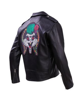Men's Black Looney Tunes Lola Bunny Biker Full-Zip Jacket
