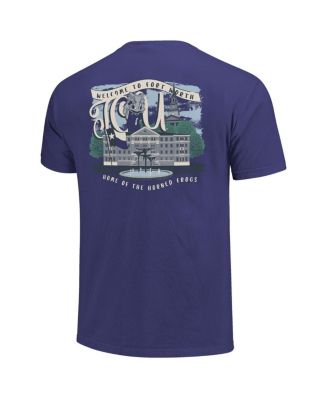 Women's Purple TCU Horned Frogs Comfort Colors Campus Scene Drawing Script T-Shirt