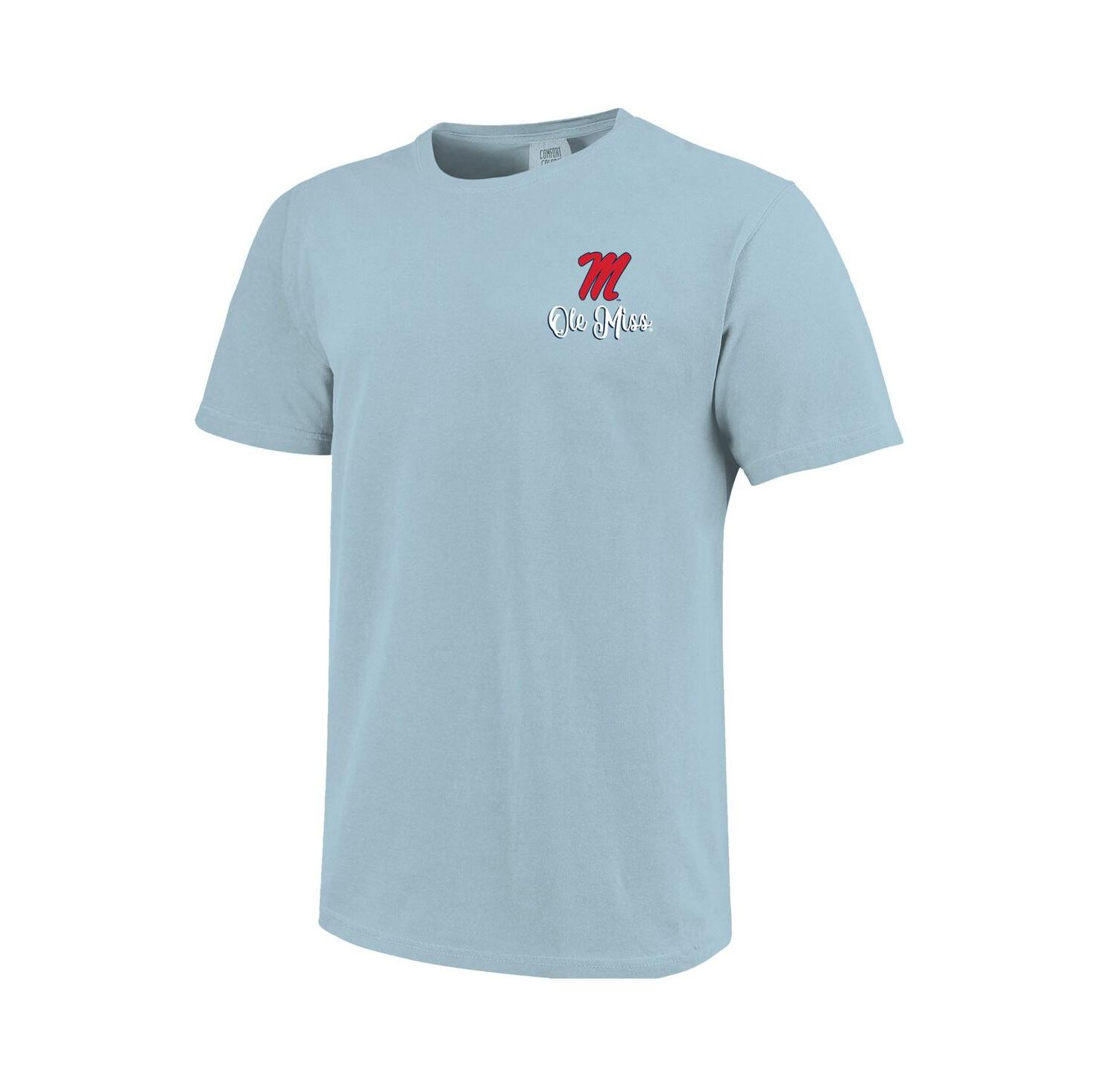 Women's Blue Ole Miss Rebels Comfort Colors Campus Scene Drawing Script T-Shirt