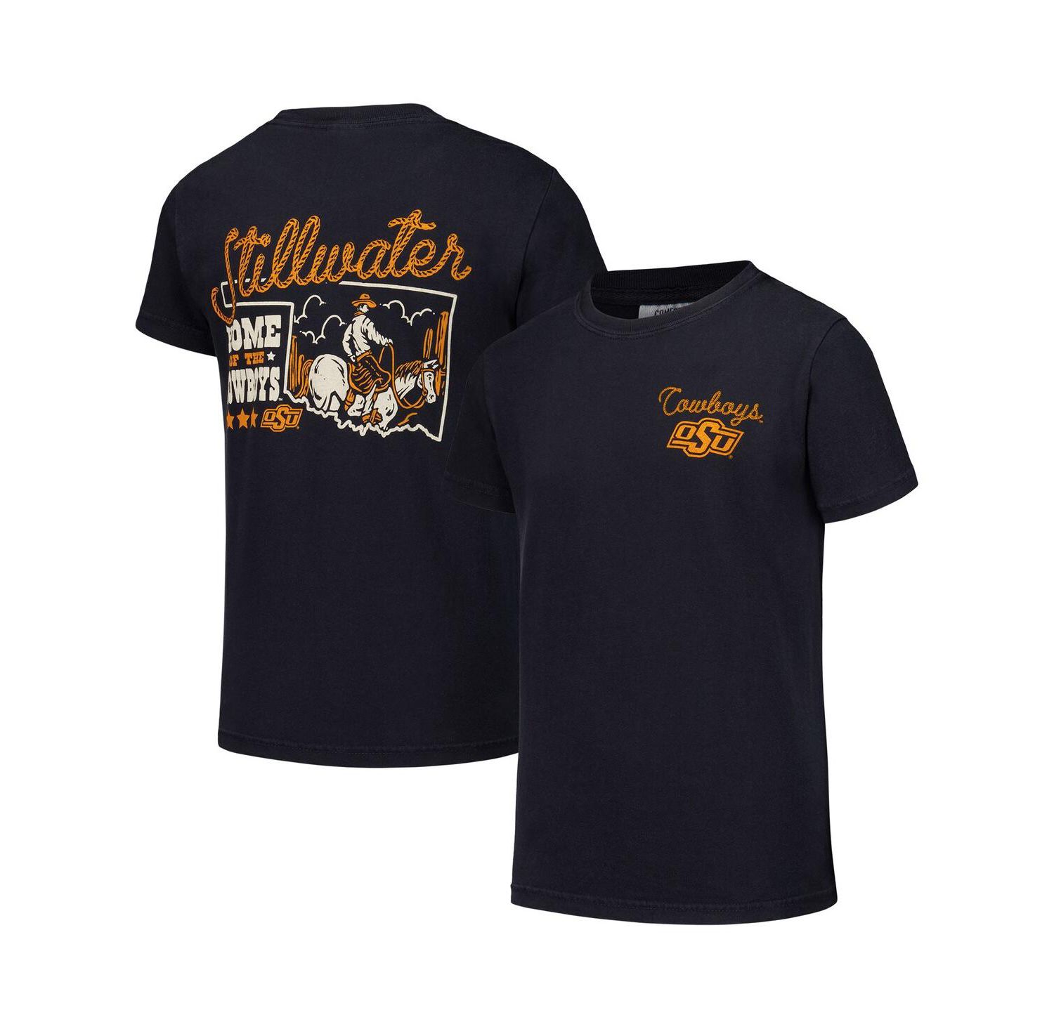 Big Boys and Girls Black Oklahoma State Cowboys Hyperlocal Comfort Colors T-Shirt