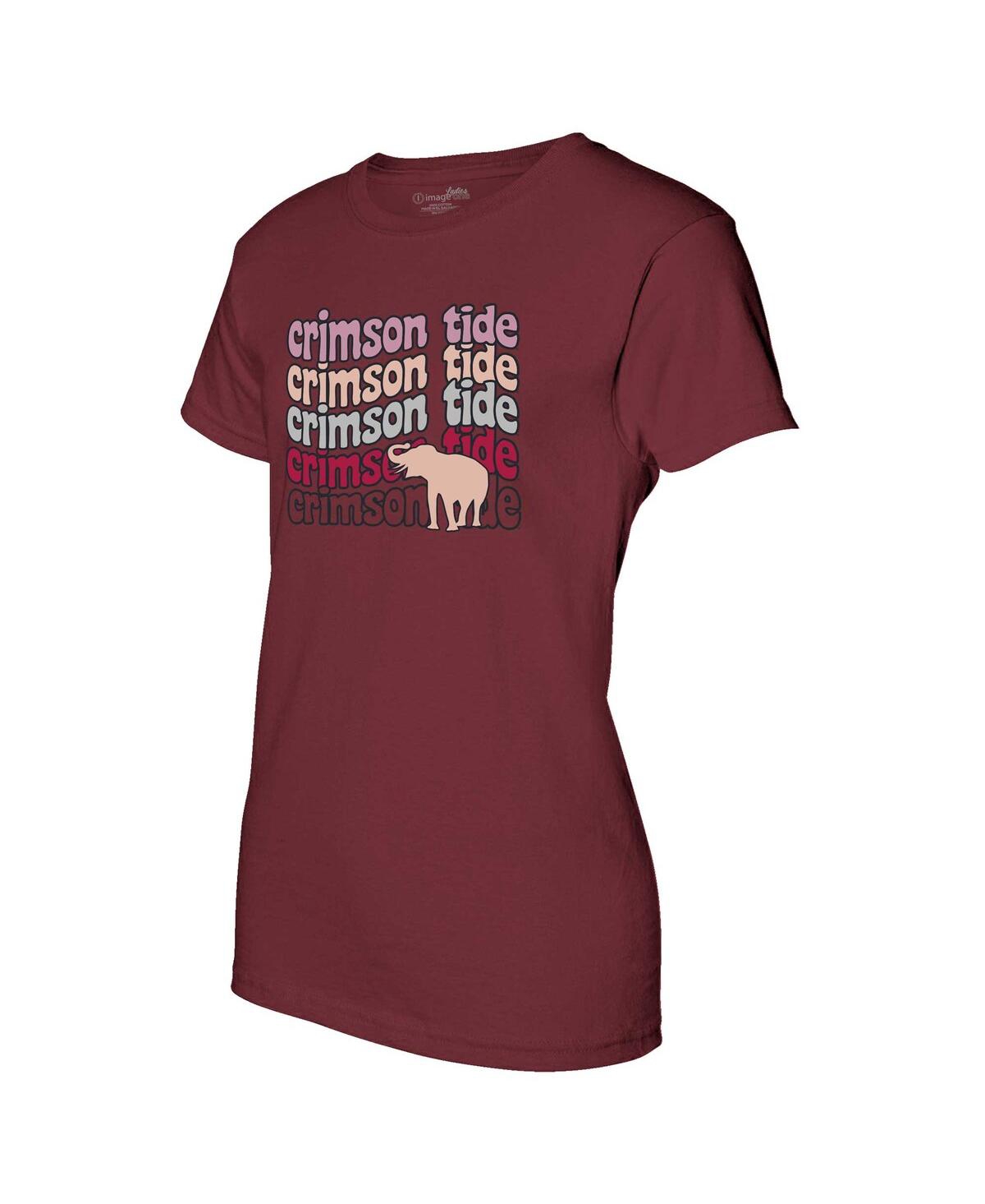 Image One Women's Crimson Alabama Crimson Tide Repeat Slogan Boyfriend T-shirt In Brown