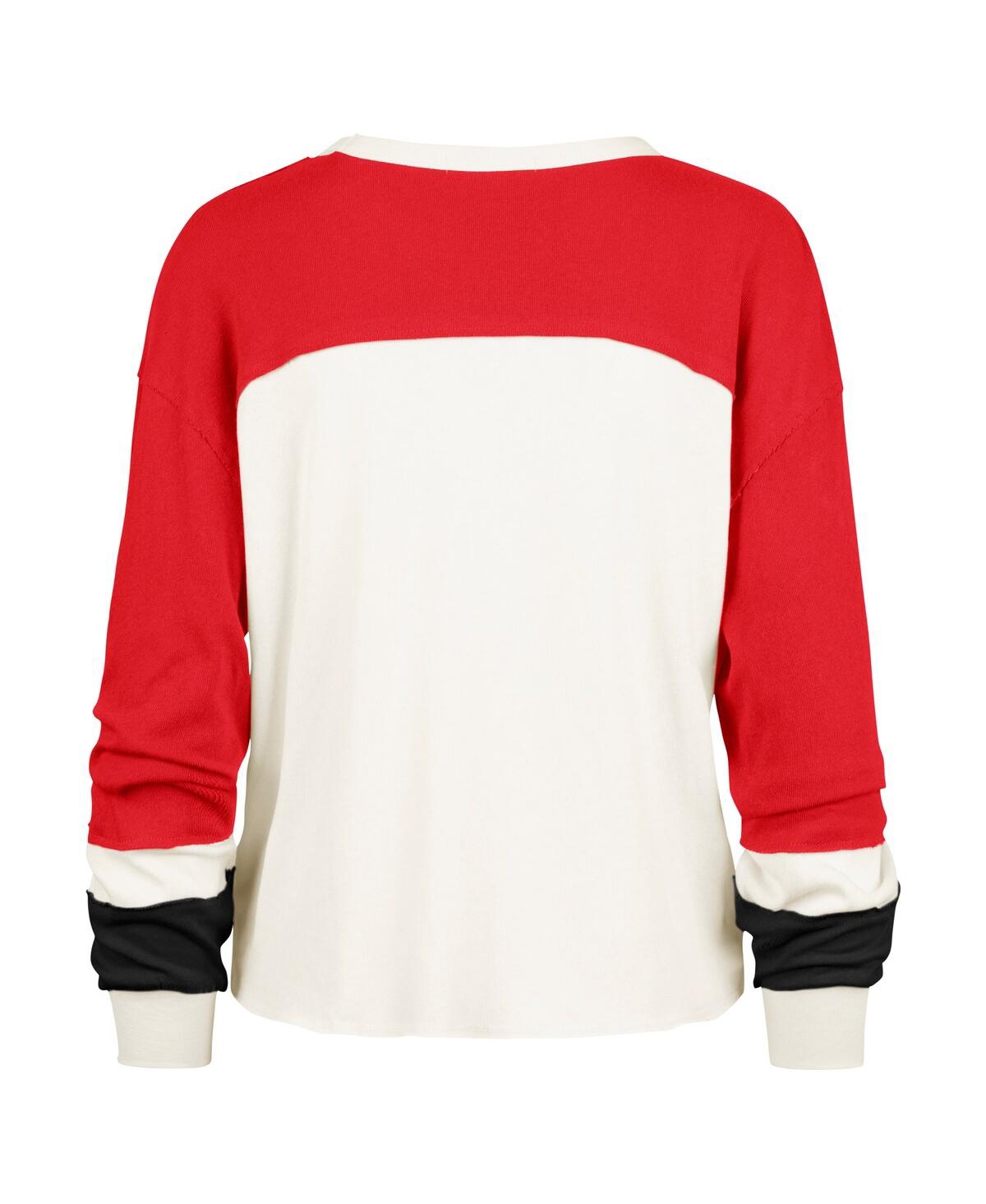 47 Brand '47  Cream Wisconsin Badgers Double Header Curve Raglan Long Sleeve T-shirt In Multi