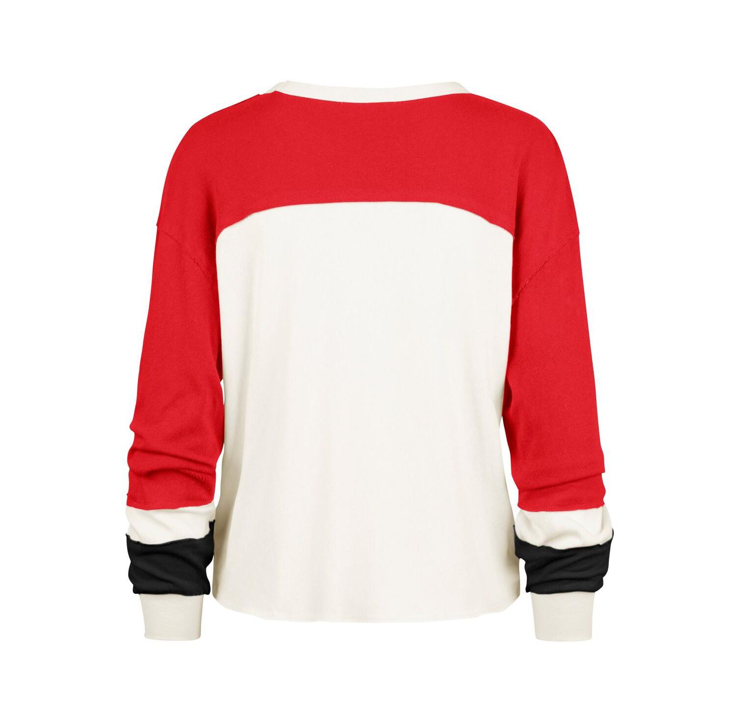 Women's Cream Wisconsin Badgers Double Header Curve Raglan Long Sleeve T-Shirt