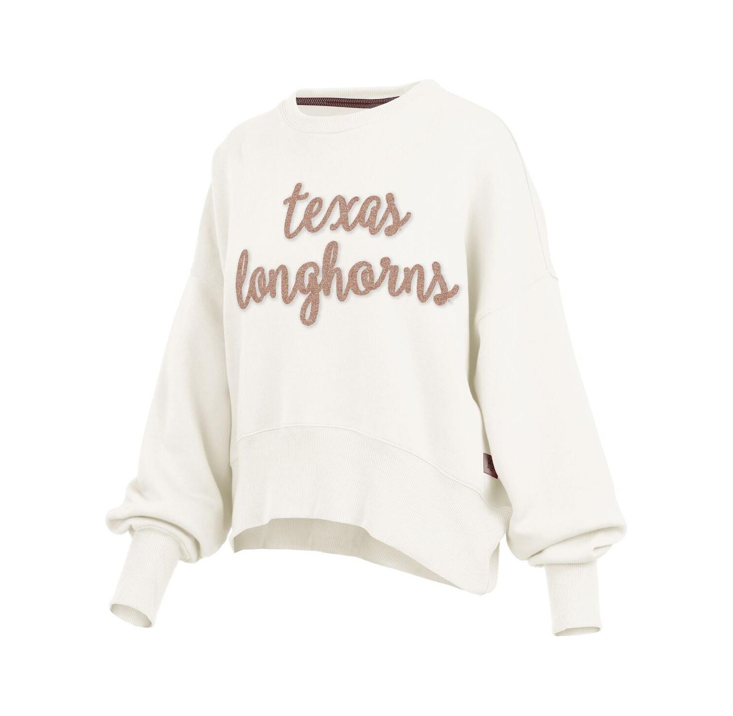 Women's Cream Texas Longhorns Chelsea Oversized Pullover Sweatshirt