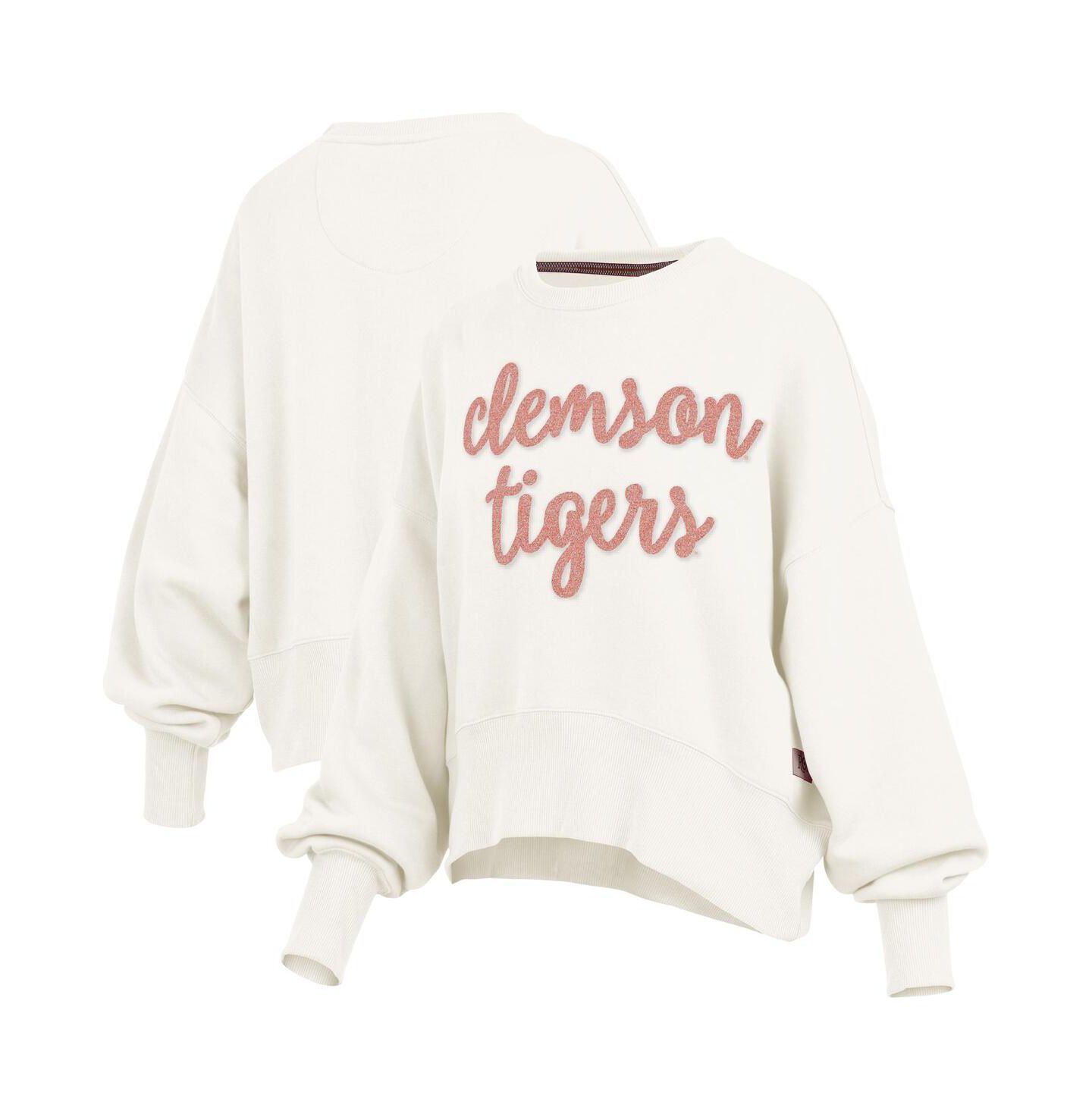 Женская толстовка Pressbox Cream Clemson Tigers Chelsea Oversized Pullover — фото 1