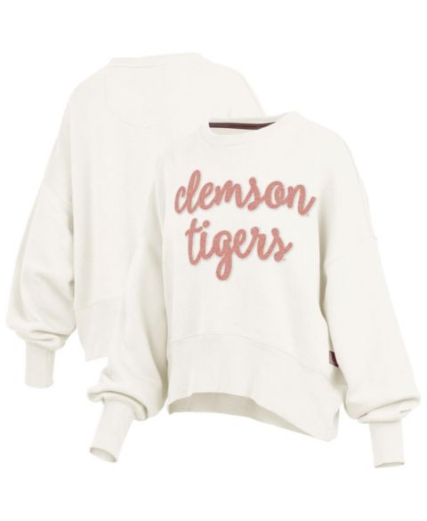 Женский свитшот Pressbox Cream Clemson Tigers Chelsea Oversized Pullover
