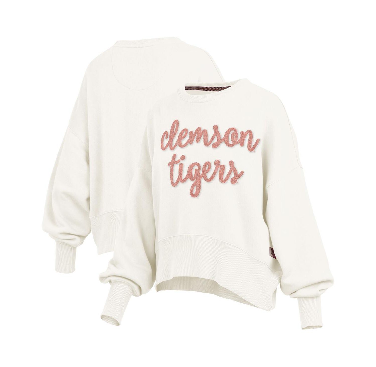 Women's Cream Clemson Tigers Chelsea Oversized Pullover Sweatshirt