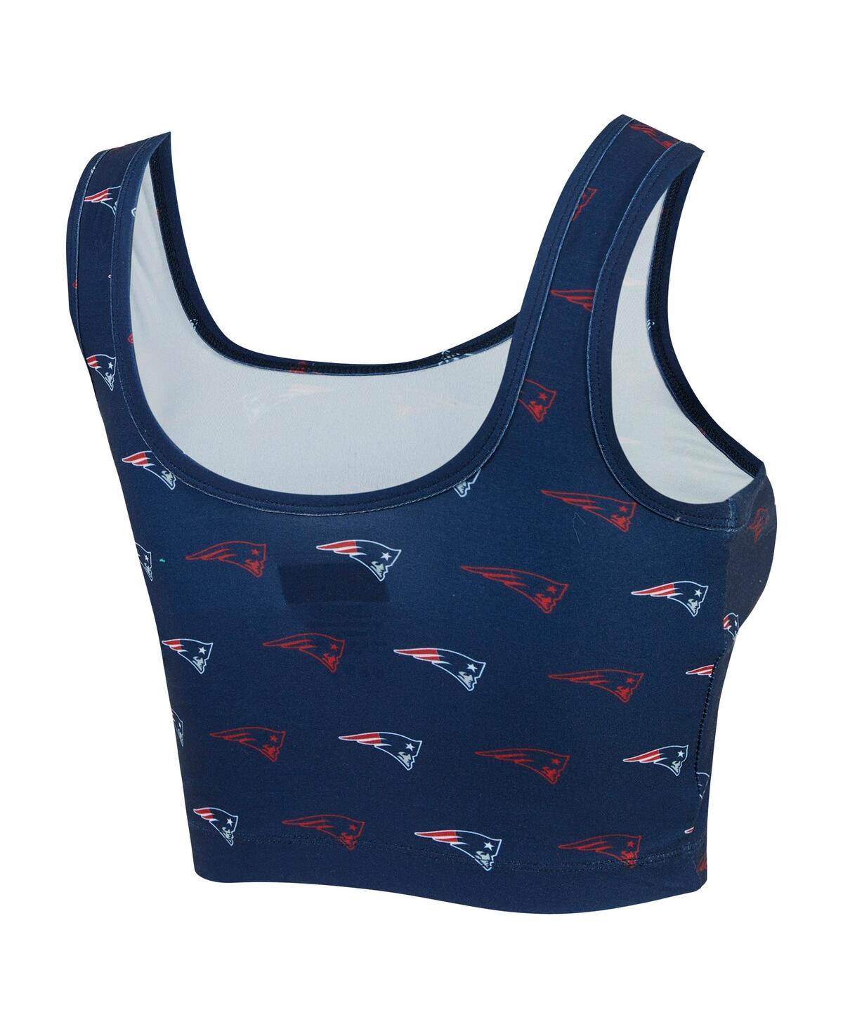 Concepts Sport Women's Navy New England Patriots Record Allover Print Bralette In Blue