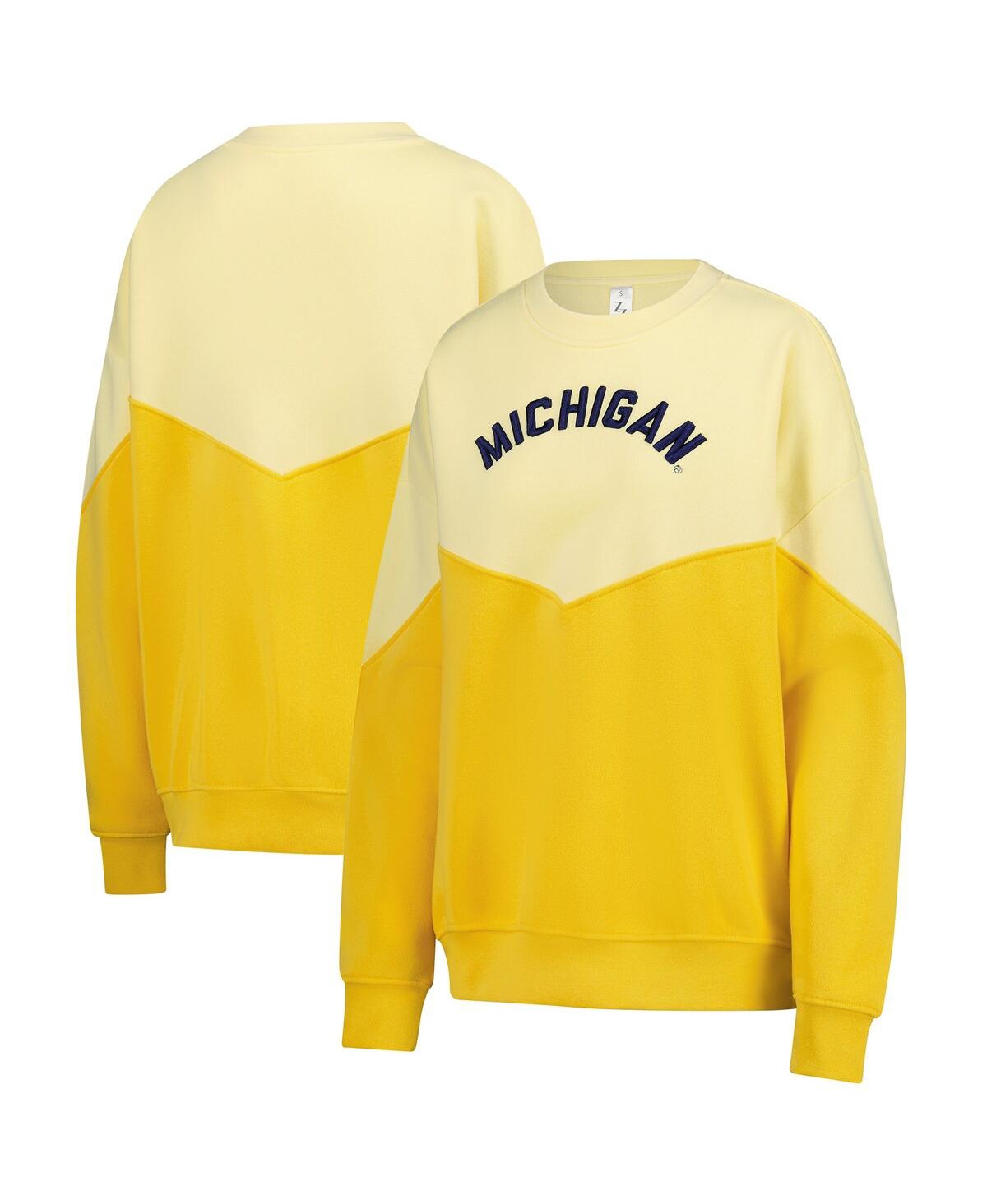 Zoozatz Yellow Michigan Wolverines Bestie Oversized Pullover Sweatshirt In Yellow