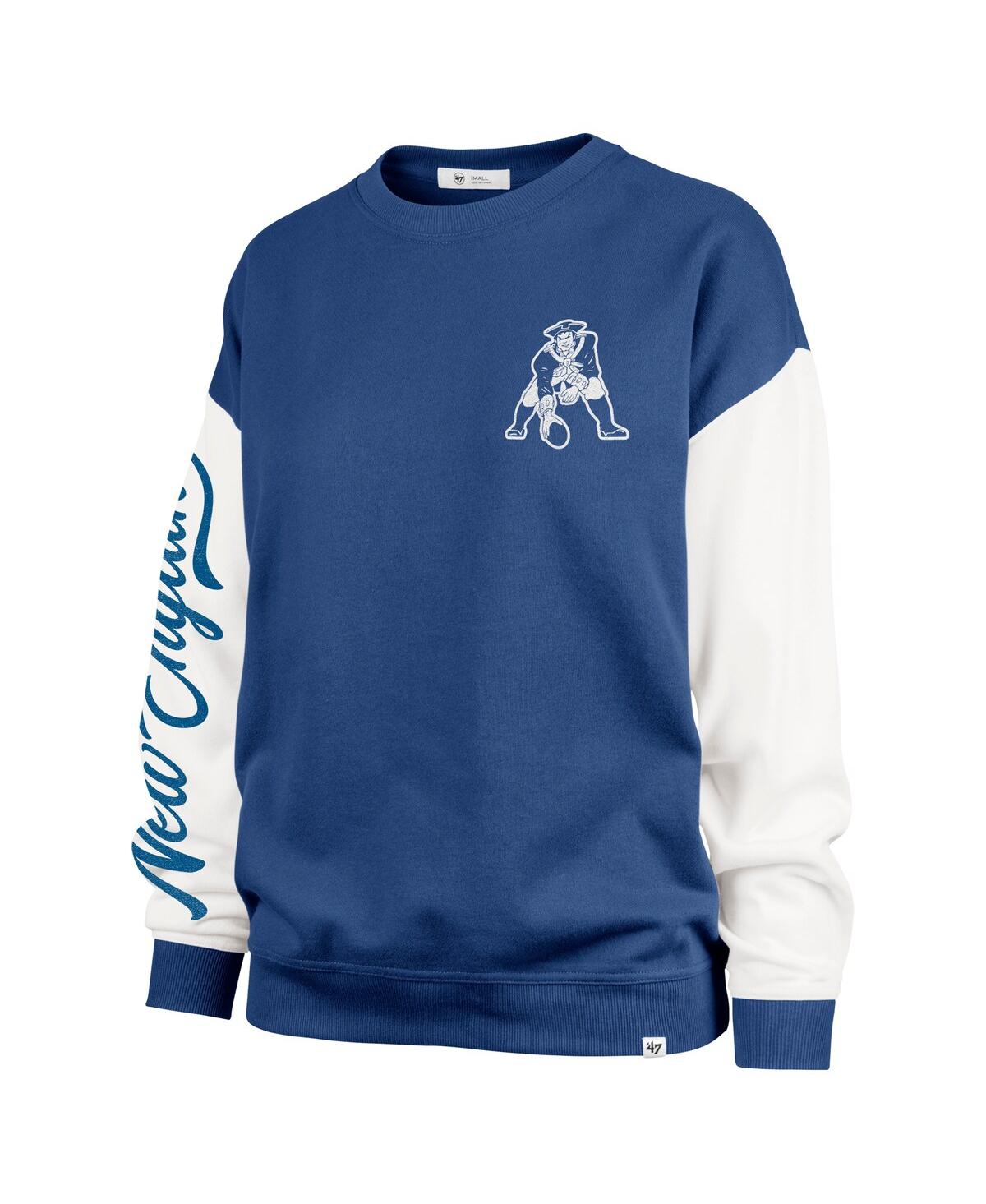 47 Brand Women's Navy New England Patriots Double Header Rise Andie Pullover Sweatshirt In Blue