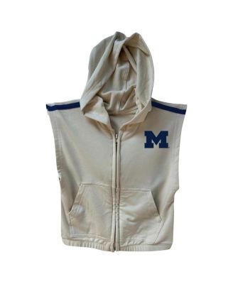 Girls Toddler 2-Piece Tan Michigan Wolverines Tri-Blend Sleeveless Full Zip Hoodie and Tiered Skirt Set