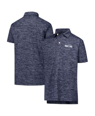 Wes & Willy - Big Boys and Girls College Navy Seattle Seahawks Cloudy Yarn Polo Shirt