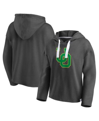 Fanatics - Women's Heather Charcoal Oregon Ducks Sport Resort Raw Edge High-Hip Pullover Hoodie