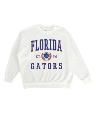 Women's White Florida Gators Premium Fleece Drop Shoulder Oversized Pullover Sweatshirt