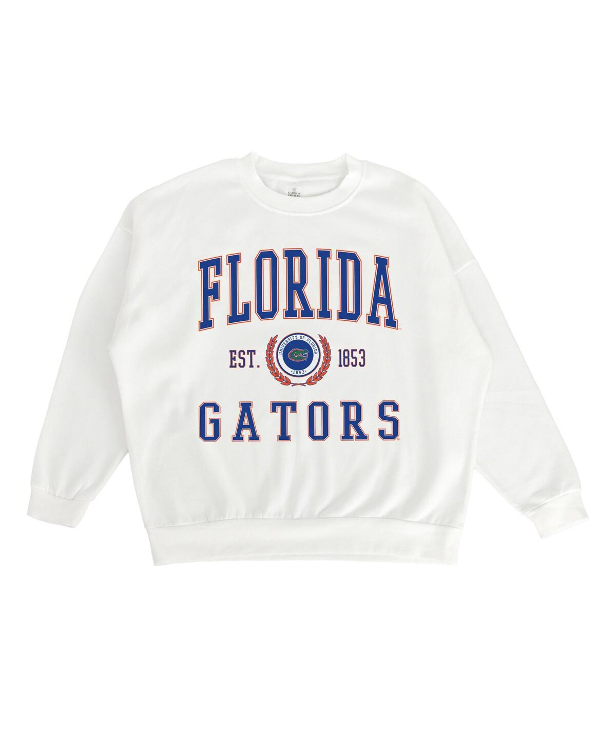 Gameday Couture Women's White Florida Gators Premium Fleece Drop Shoulder Oversized Pullover Sweatshirt In White