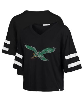 '47 Brand - Women's Black Philadelphia Eagles Premier Scout Cropped V-Neck T-Shirt