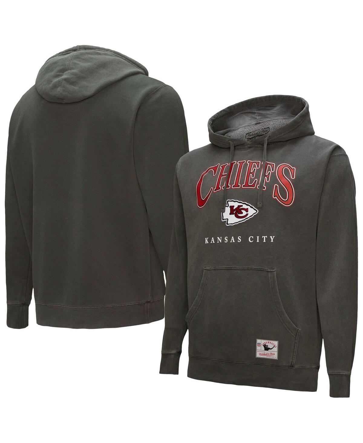 Mitchell & Ness Men's Gray Kansas City Chiefs Pullover Hoodie In Black