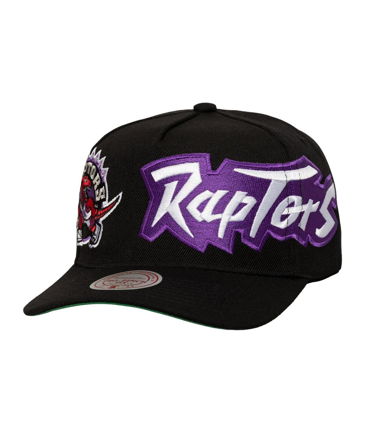 Mitchell & Ness Men's Black Toronto Raptors Busted Logo Wordmark Wrap-around Pro Pinch Adjustable Hat In Black