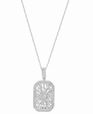EFFY&reg; Diamond Rectangular Starburst 18" Pendant Necklace (3/4 ct. t.w.) in 14k White Gold