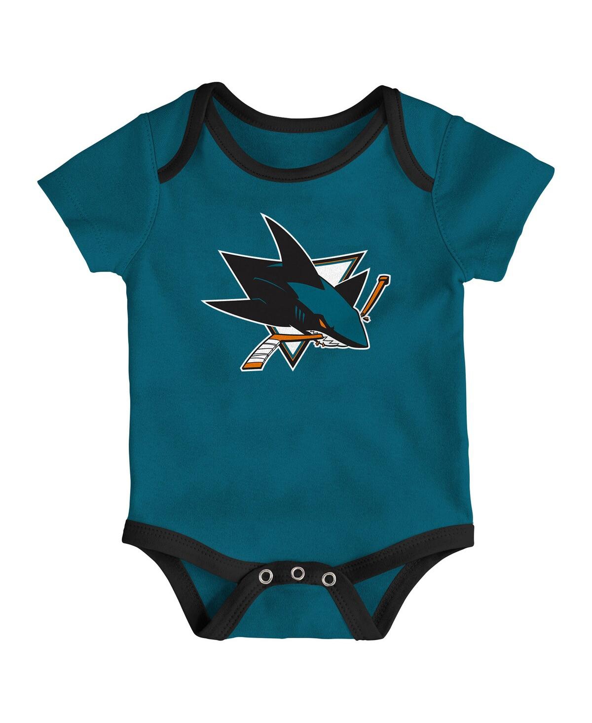 Outerstuff Newborn 3-pack San Jose Sharks Loyal Buddies Bodysuit Set In Multi