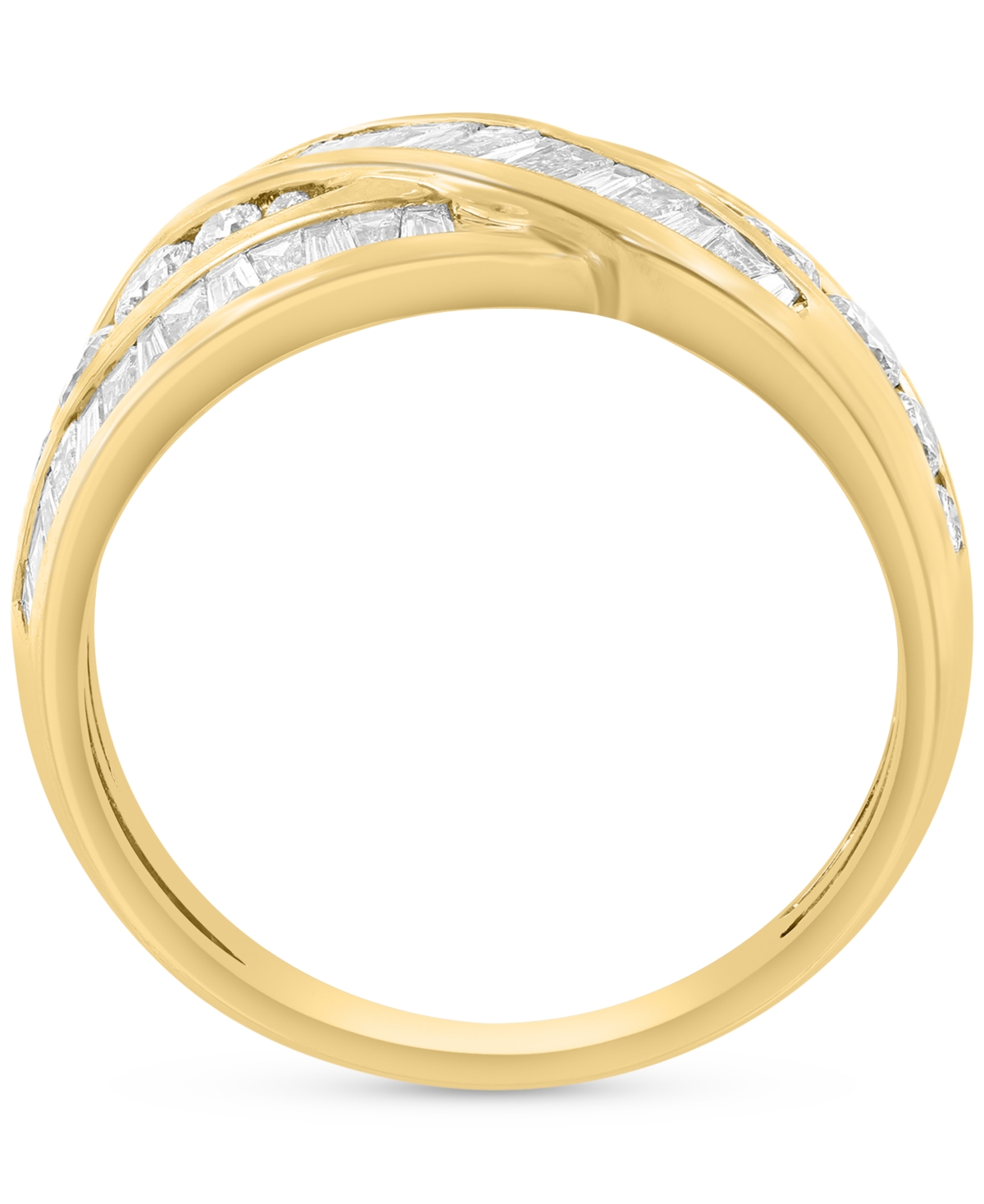 Effy Diamond Baguette & Round Crossover Statement Ring (1-1/10 ct. t.w.) in 14k Gold