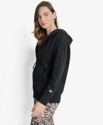 Women's Woven Patch Oversized Full Zip Jacket Hoodie