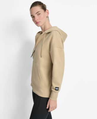 Women's Woven Patch Oversized Full Zip Jacket Hoodie