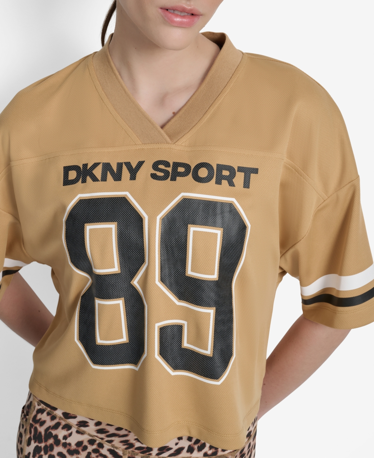 Dkny Women's Cropped Mesh Varsity Jersey In Brown