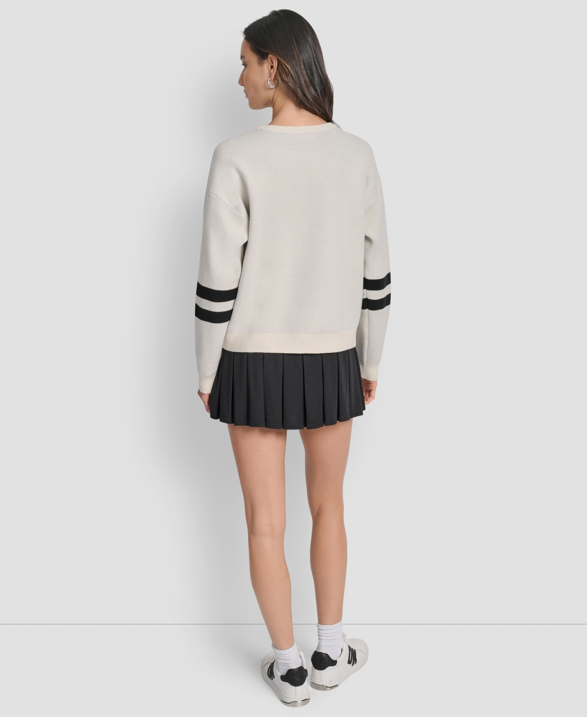 Dkny Women's Varsity Logo Crew Neck Sweater In Gray