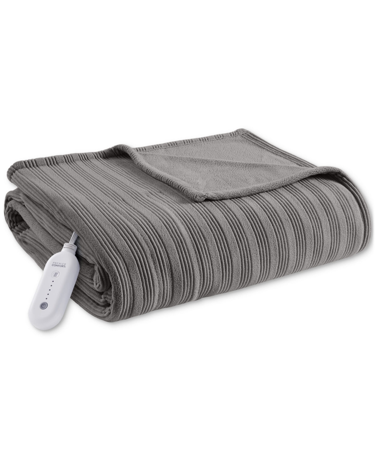 Premier Comfort Heated Textured Fleece Blanket, Twin In Gray