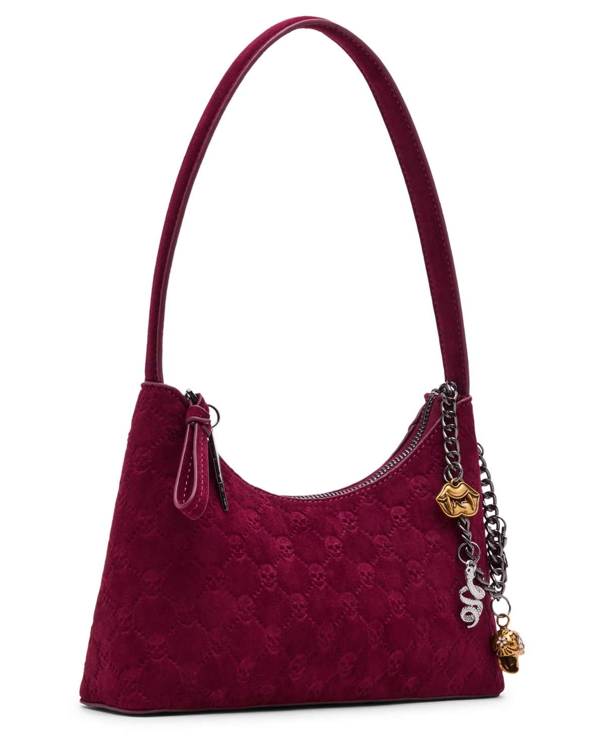 Betsey Johnson Headliner Deboss Top Zipper Shoulder Bag In Red