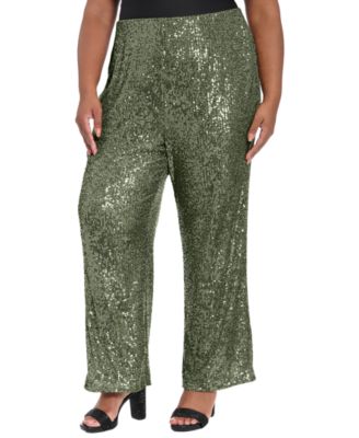 Plus Size Sequin Pull On Pants