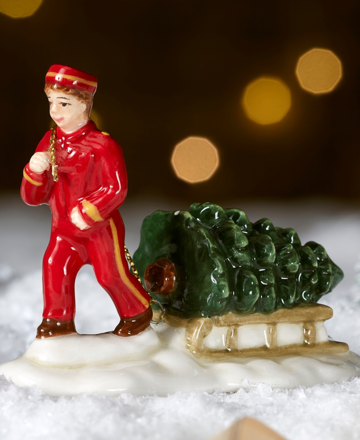 Spode Christmas Tree Figural Village Bell Hop Figurine In Multi
