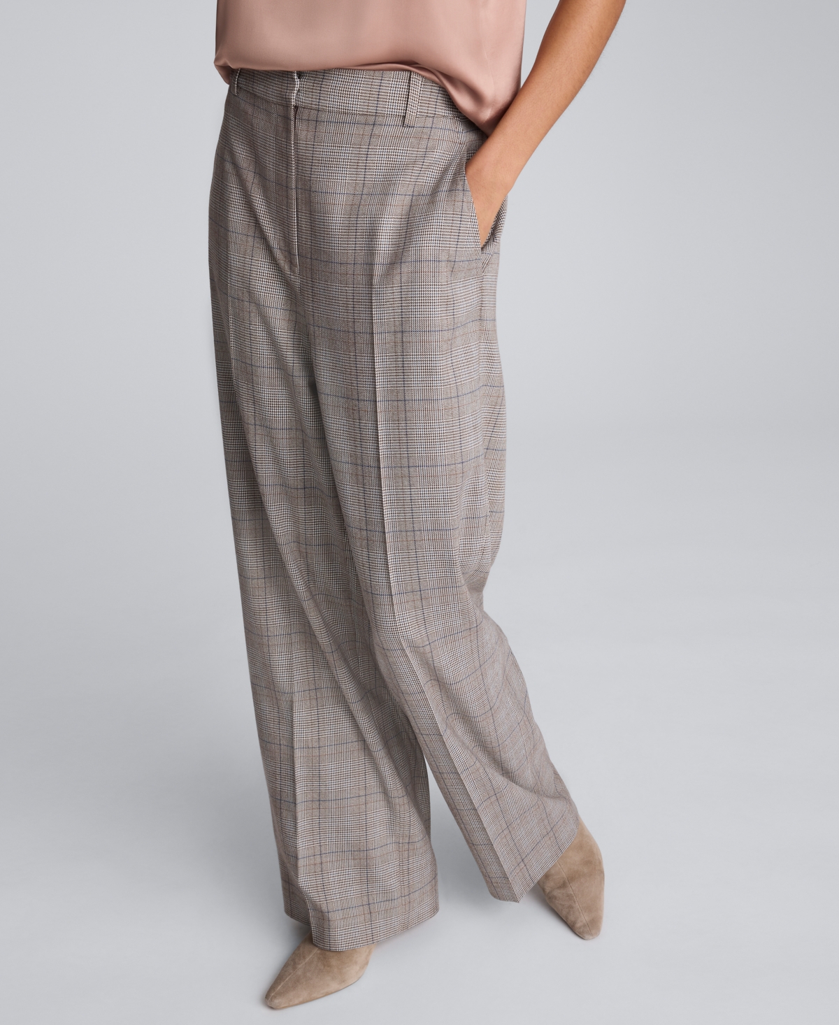 Kenneth Cole Women's Plaid High-rise Pants In Gold