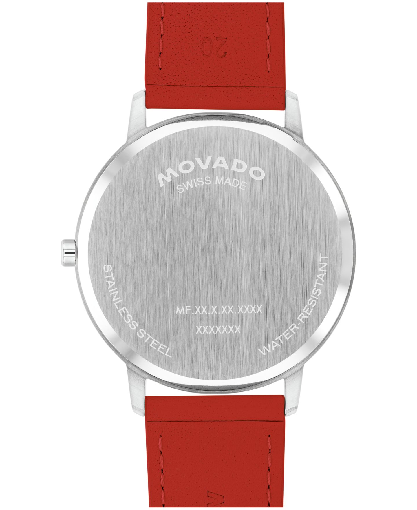 Часы Movado Unisex Face Swiss Quartz Red Leather Watch, 41mm — фото 2