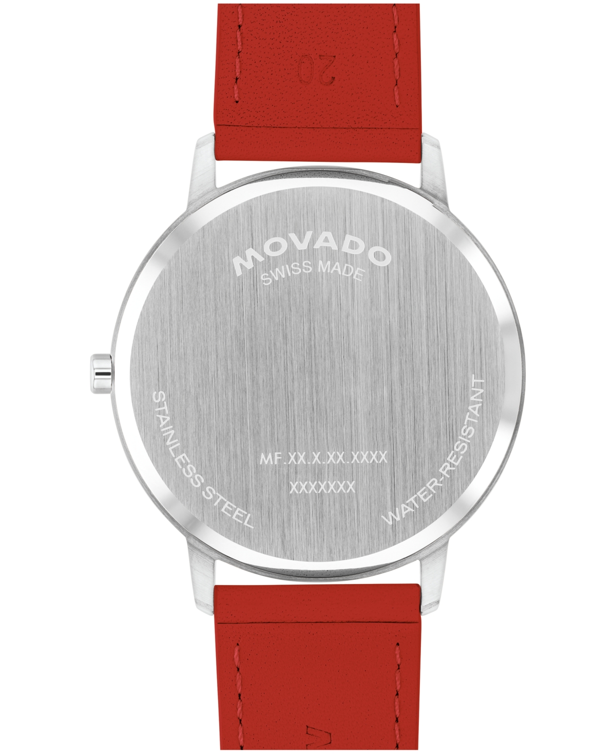 Movado Unisex Face Swiss Quartz Red Leather Watch, 41mm In Red
