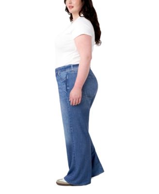 Plus Size Denim Sweatpant Wide Leg Jean