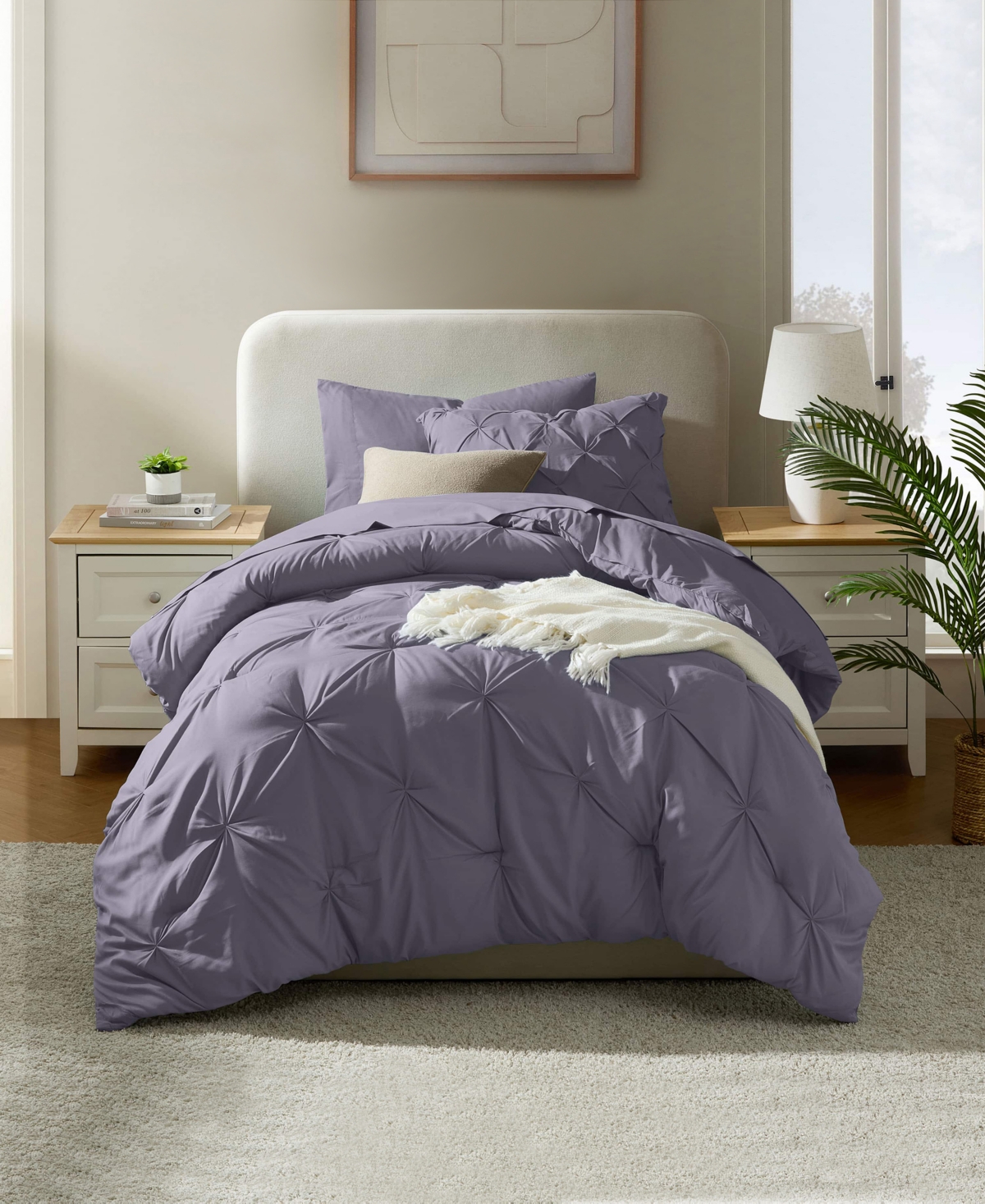 Nestl Luxury Soft Pinch Pleat 5-pc. Comforter Set, Twin In Purple