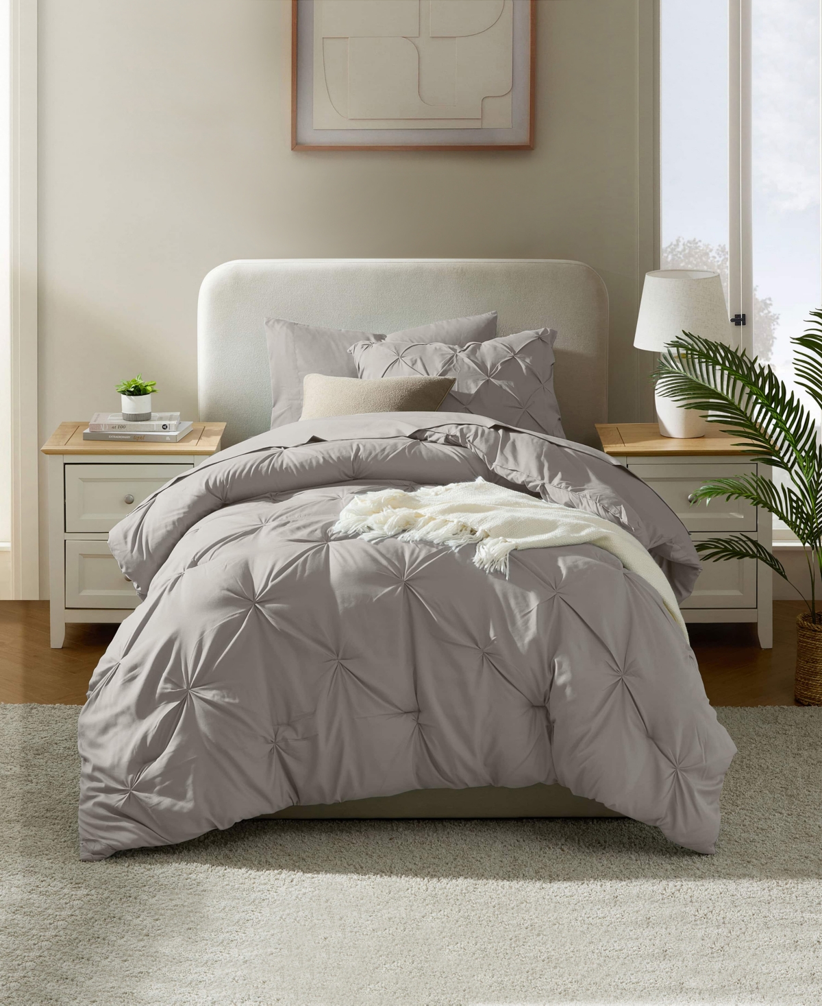Nestl Luxury Soft Pinch Pleat 5-pc. Comforter Set, Twin In Sand