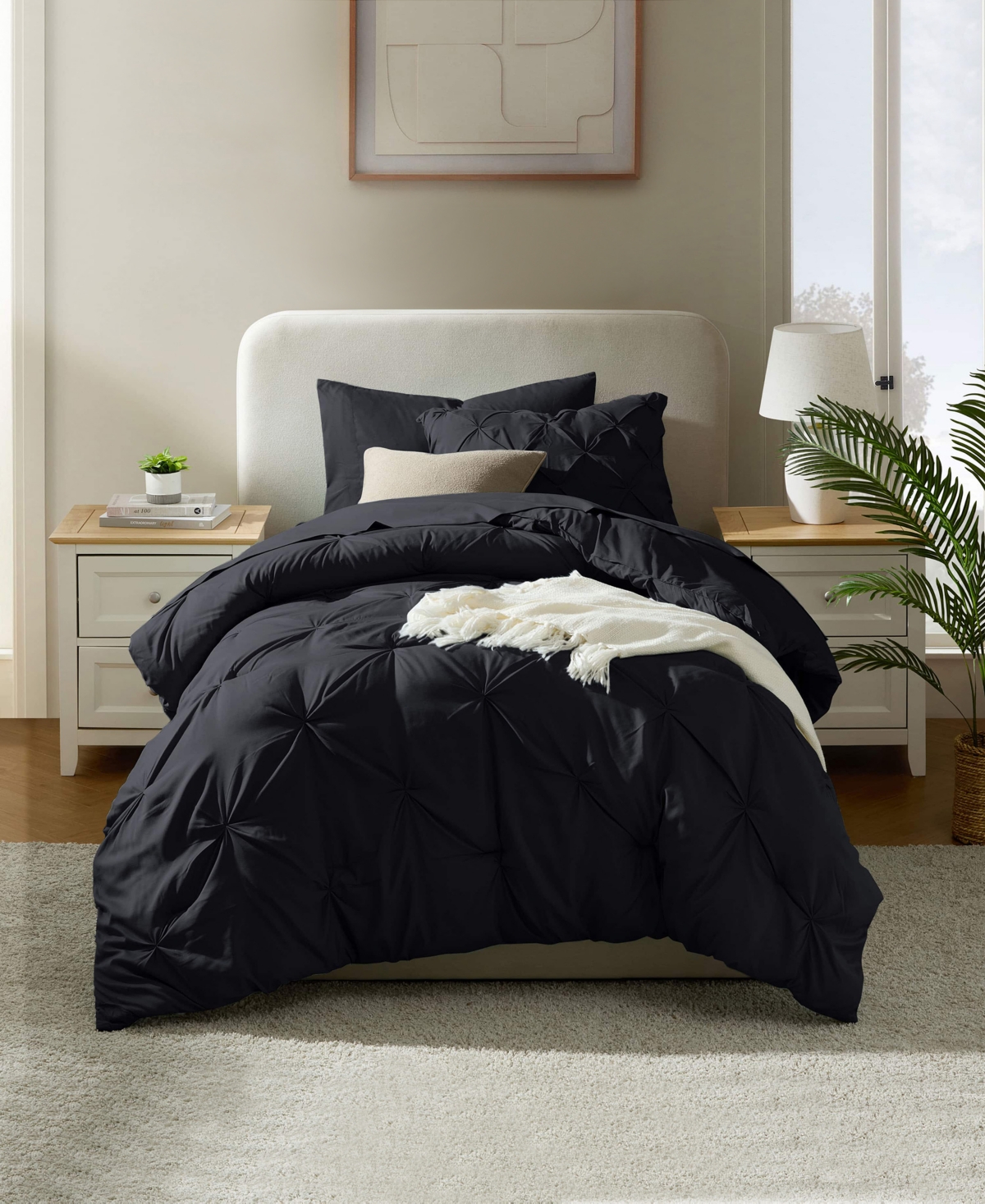 Nestl Luxury Soft Pinch Pleat 5-pc. Comforter Set, Twin Xl In Black