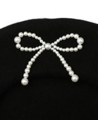 Pearl Bow Felt Beret