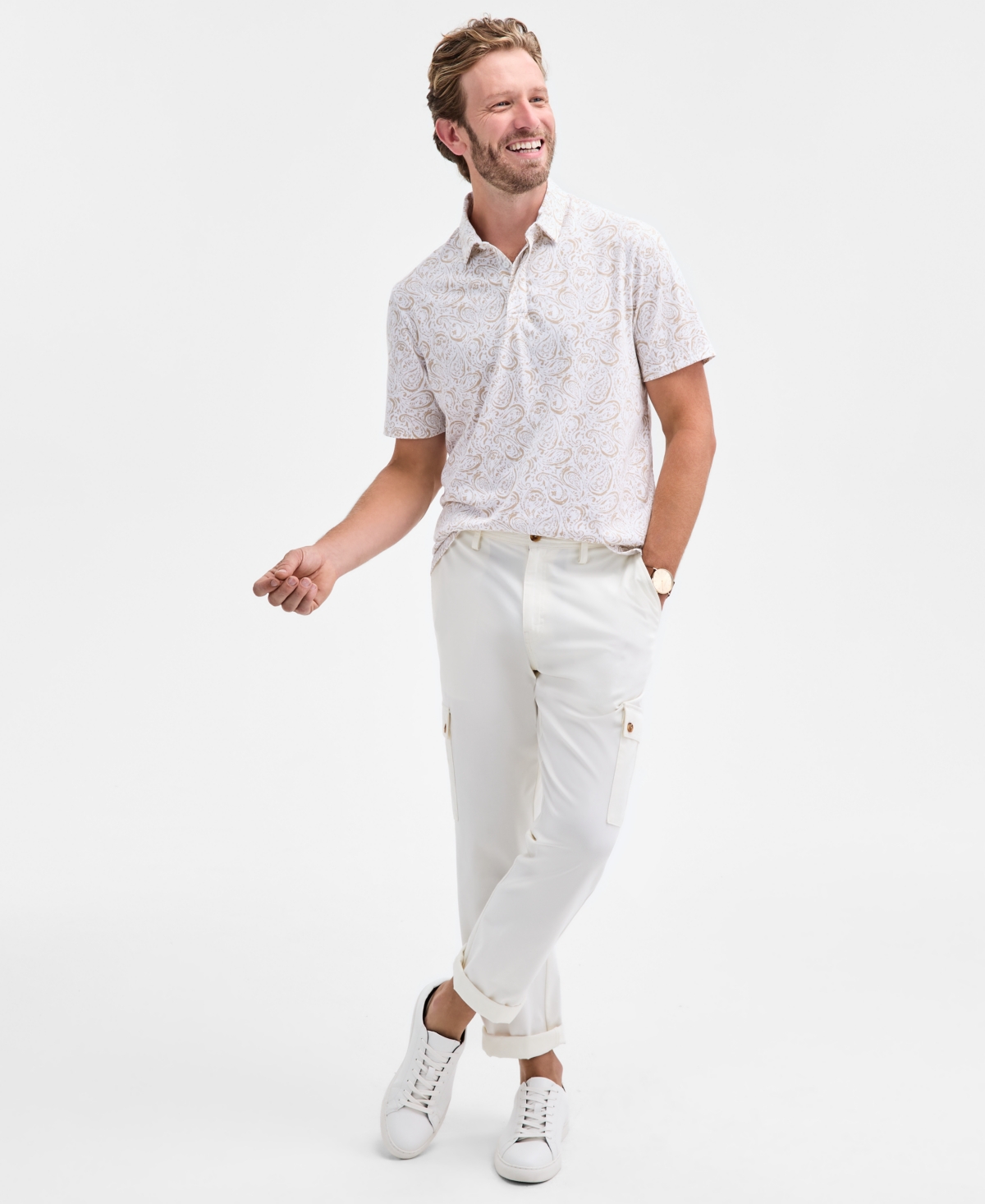Club Room Men's Short Sleeve Paisley Pima Cotton Polo Shirt, Macy's Exclusive