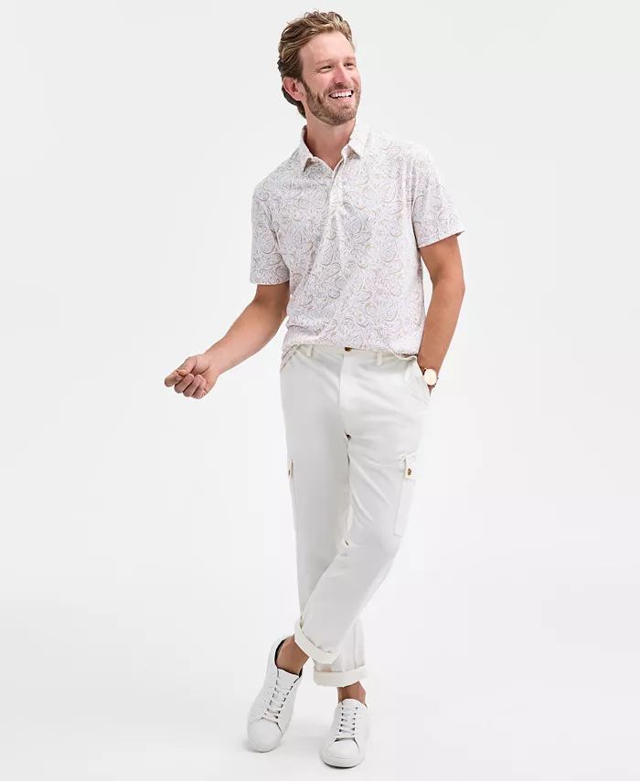 Men's Short Sleeve Paisley Pima Cotton Polo Shirt - thumbnail 5