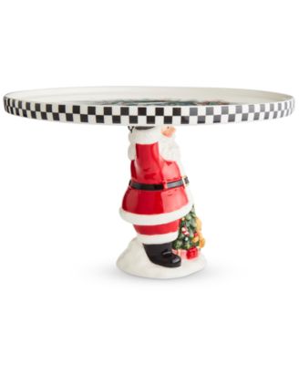 Christmas Tree Black & White Santa Footed Treat Tray