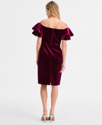 Women's Velvet Off-The-Shoulder Dress
