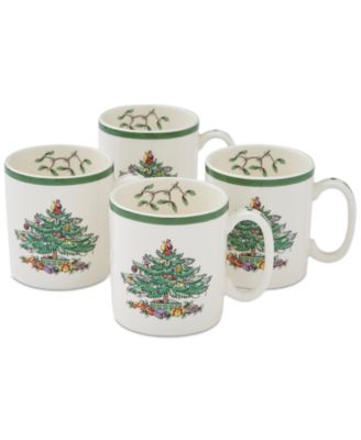 Christmas Tree Mugs, Set of 4