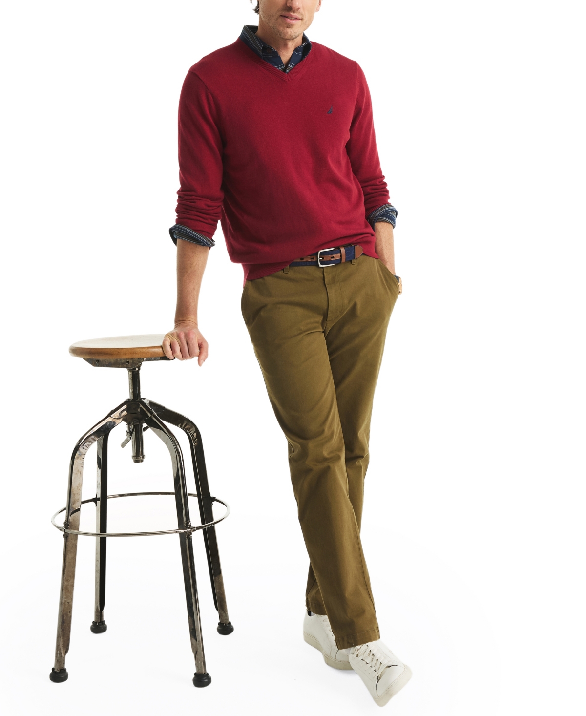Nautica Men's Performance V-neck Sweater In Red